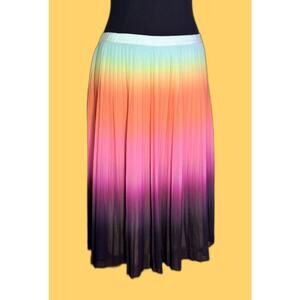 Trina Turk Shey Multicolored Skirt Boho Ombre Festival Rainbow A-line Hippie